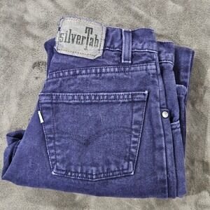 Vintage Women's Levi's Silver Tab Student Baggy Jeans Purple Denim Size 26x28